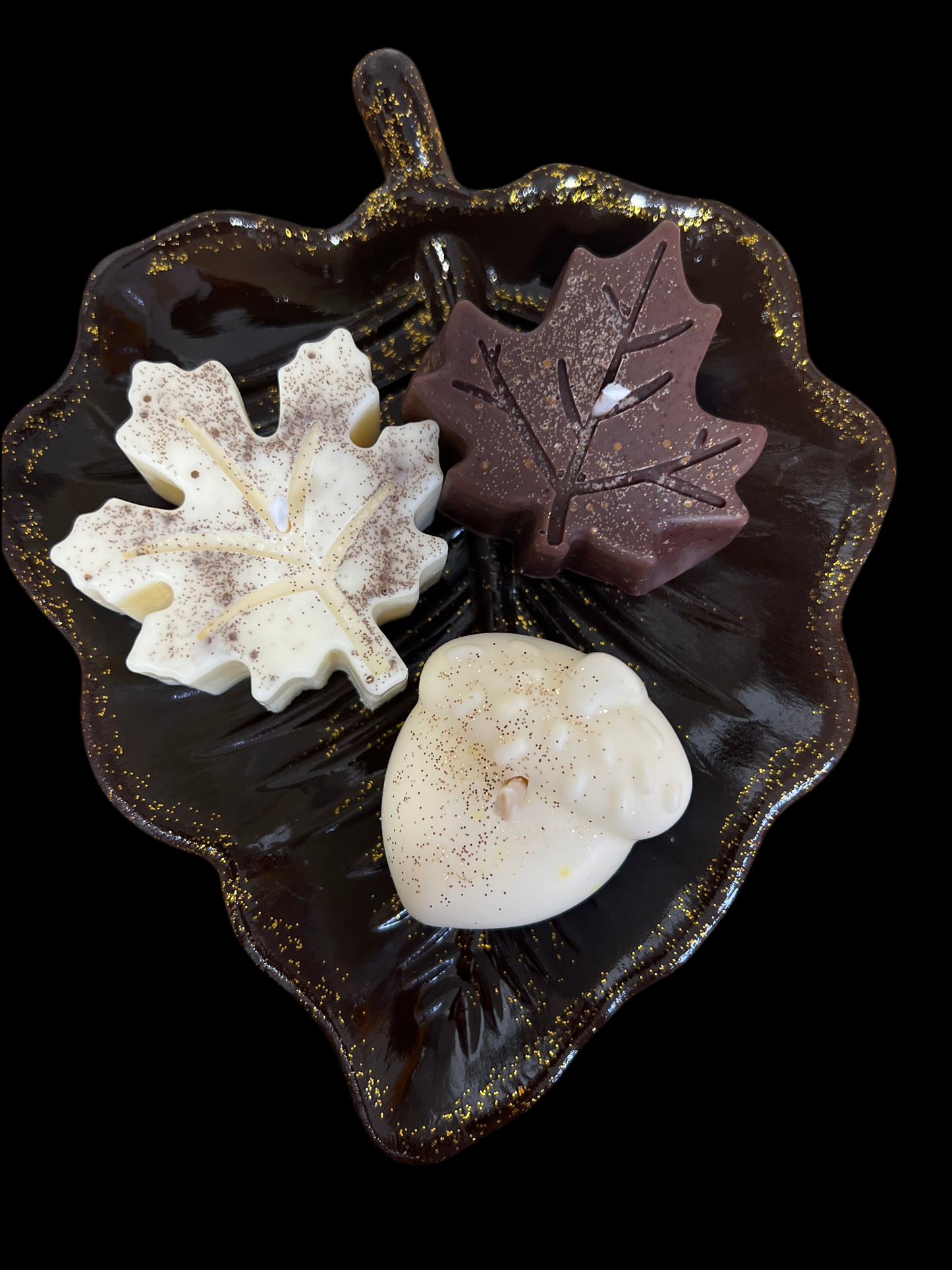 Ensemble plateau feuille & bougie