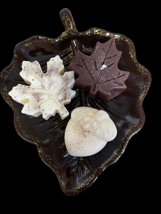 Ensemble plateau feuille & bougie