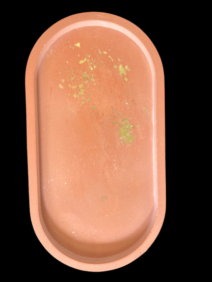 Ensemble plateau et petit pot cœur en plâtre de Moulage