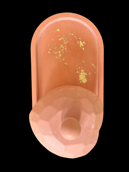 Ensemble plateau et petit pot cœur en plâtre de Moulage